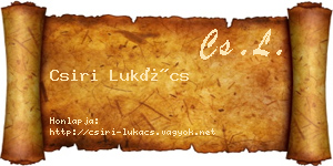 Csiri Lukács névjegykártya
